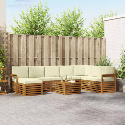 Set divani 9 pcs Naturale e Crema Legno di Acacia Massello