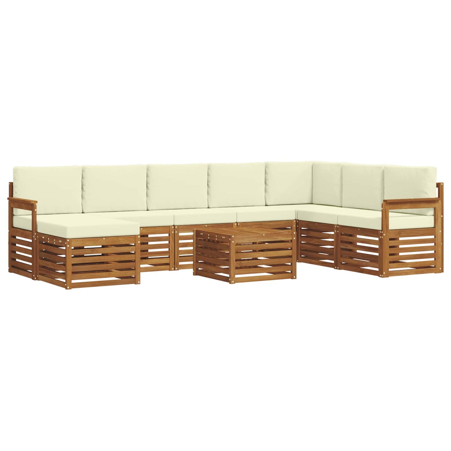 Set divani 9 pcs Naturale e Crema Legno di Acacia Massello