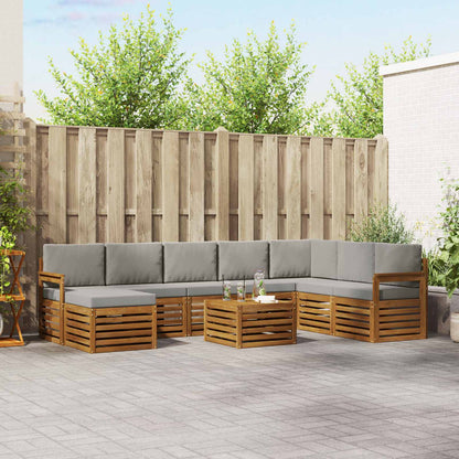 Set divani con cuscino 9 pcs Grigio Naturale e Chiaro