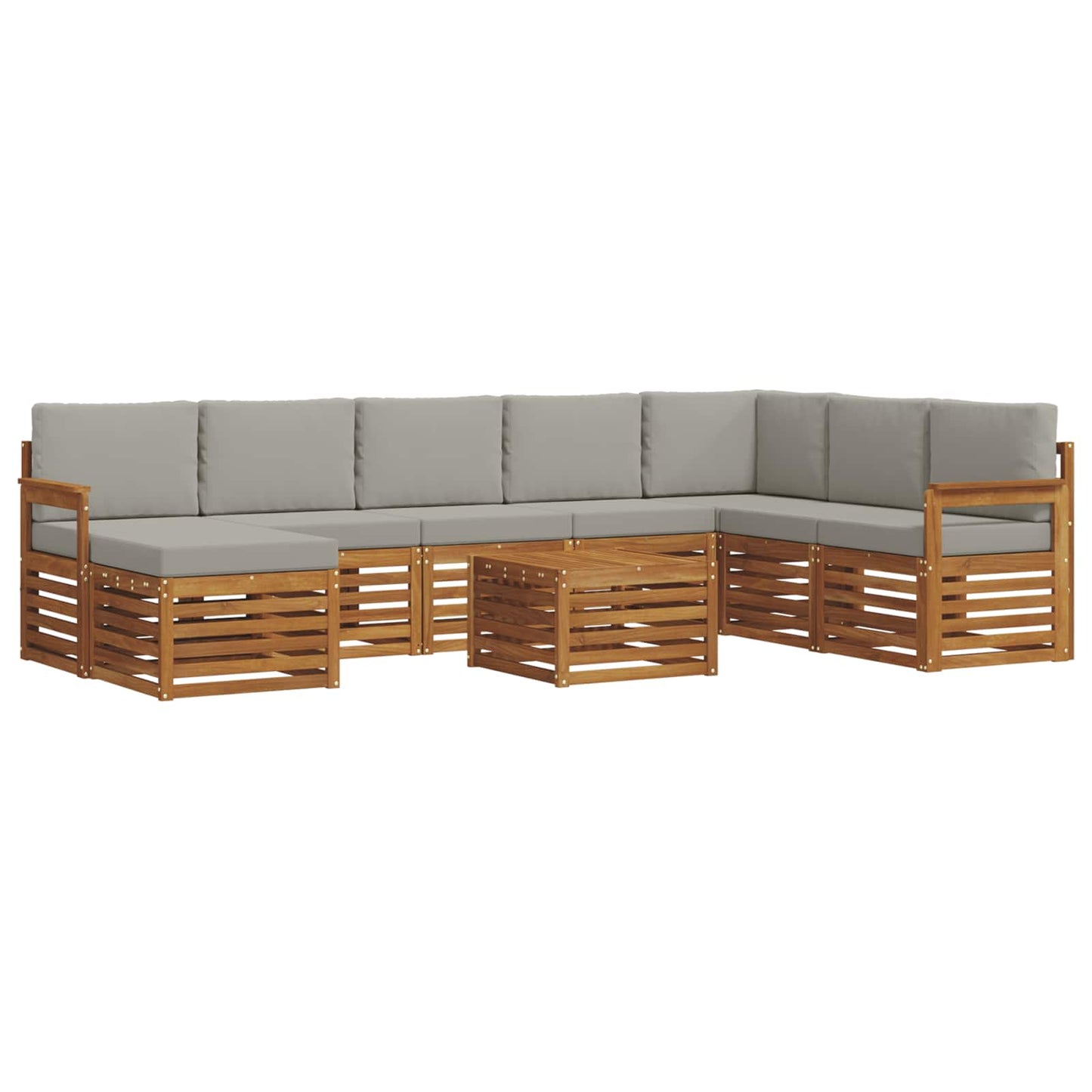 Set divani con cuscino 9 pcs Grigio Naturale e Chiaro