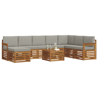Set divani con cuscino 9 pcs Grigio Naturale e Chiaro