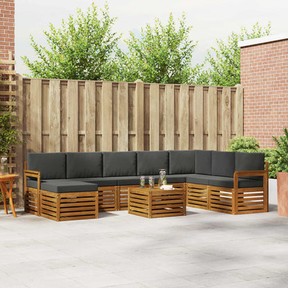 Set divani 9 pcs Naturale e Antracite Legno di Acacia Massello