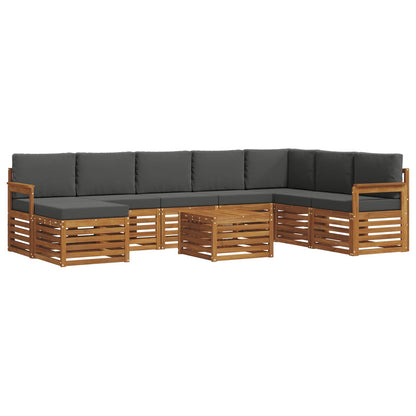 Set divani 9 pcs Naturale e Antracite Legno di Acacia Massello
