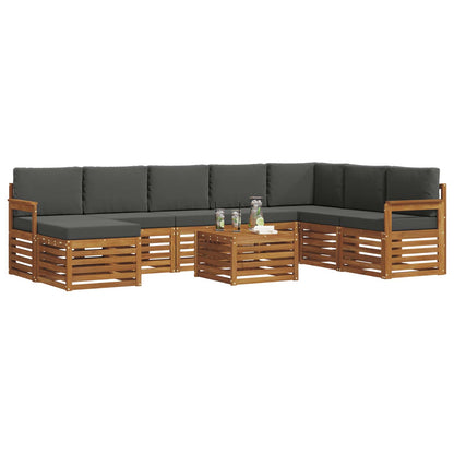 Set divani 9 pcs Naturale e Antracite Legno di Acacia Massello
