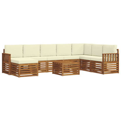 Set divani 9 pcs Naturale e Crema Legno di Acacia Massello