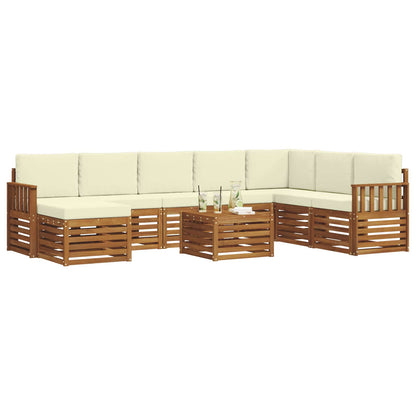 Set divani 9 pcs Naturale e Crema Legno di Acacia Massello