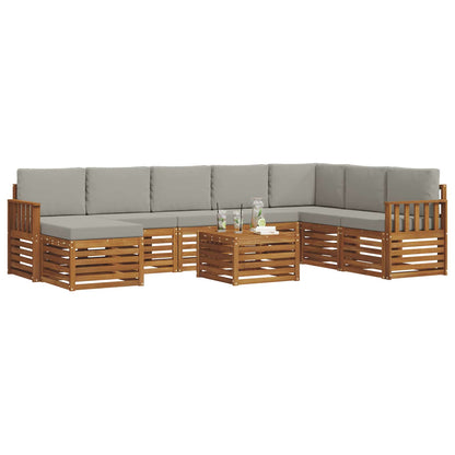 Set divani con cuscino 9 pcs Grigio Naturale e Chiaro