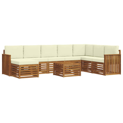 Set divani 9 pcs Naturale e Crema Legno di Acacia Massello
