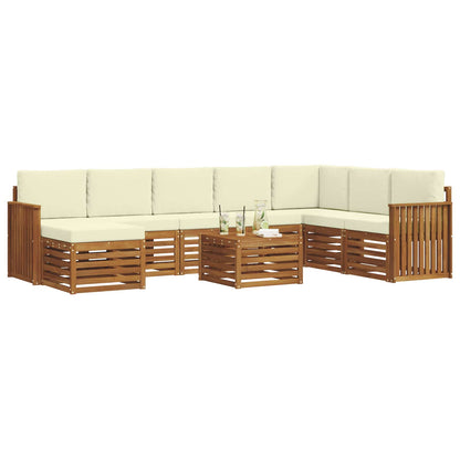 Set divani 9 pcs Naturale e Crema Legno di Acacia Massello