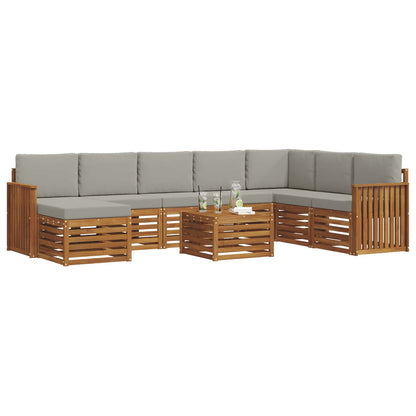 Set divani con cuscino 9 pcs Grigio Naturale e Chiaro