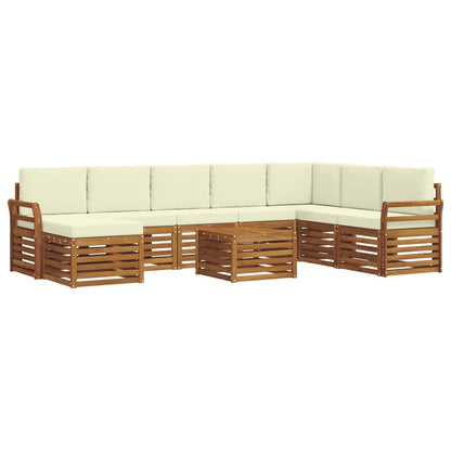 Set divani 9 pcs Naturale e Crema Legno di Acacia Massello