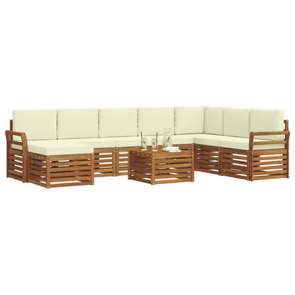 Set divani 9 pcs Naturale e Crema Legno di Acacia Massello