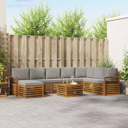 Set divani con cuscino 9 pcs Grigio Naturale e Chiaro