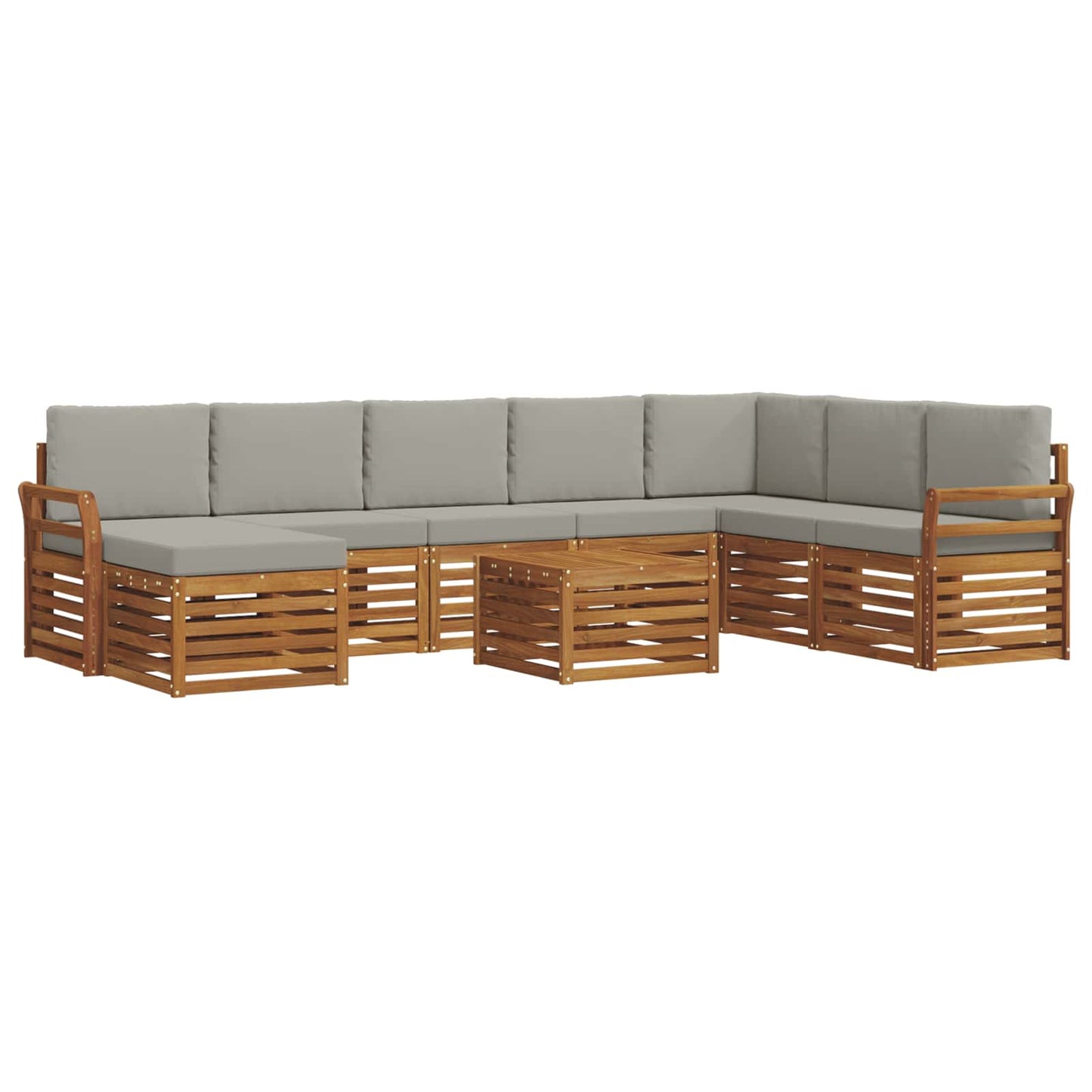 Set divani con cuscino 9 pcs Grigio Naturale e Chiaro