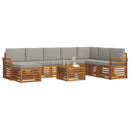 Set divani con cuscino 9 pcs Grigio Naturale e Chiaro