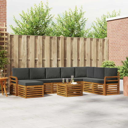 Set divani 9 pcs Naturale e Antracite Legno di Acacia Massello