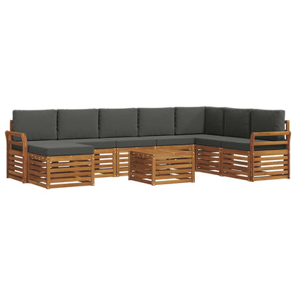 Set divani 9 pcs Naturale e Antracite Legno di Acacia Massello