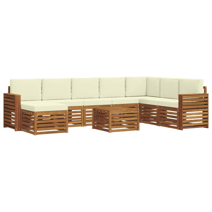 Set divani 9 pcs Naturale e Crema Legno di Acacia Massello