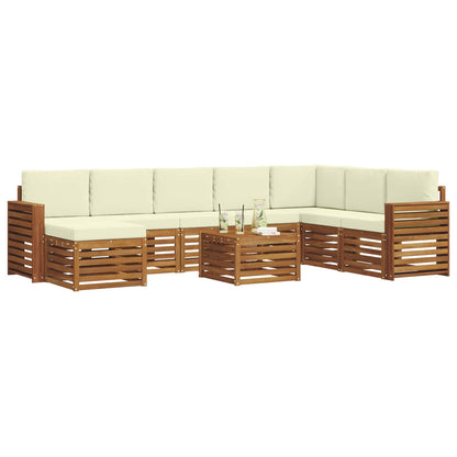 Set divani 9 pcs Naturale e Crema Legno di Acacia Massello