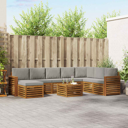 Set divani con cuscino 9 pcs Grigio Naturale e Chiaro