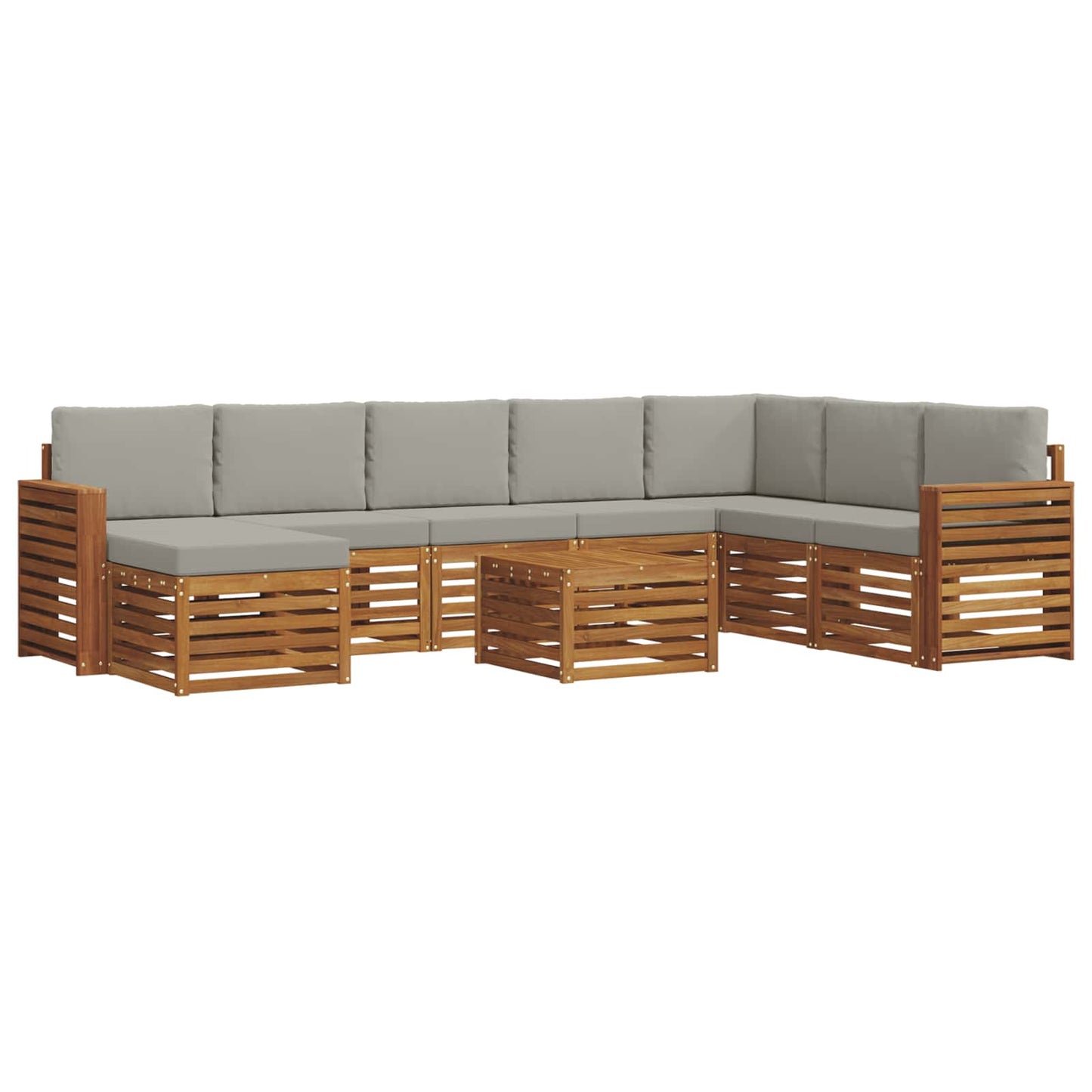 Set divani con cuscino 9 pcs Grigio Naturale e Chiaro