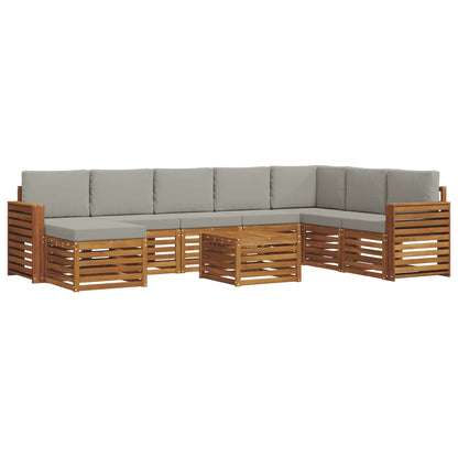Set divani con cuscino 9 pcs Grigio Naturale e Chiaro