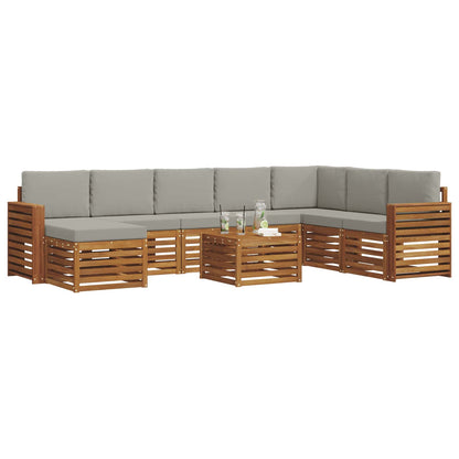 Set divani con cuscino 9 pcs Grigio Naturale e Chiaro