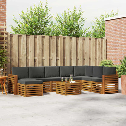 Set divani 9 pcs Naturale e Antracite Legno di Acacia Massello