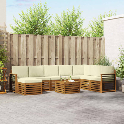 Set divani 9 pcs Naturale e Crema Legno di Acacia Massello