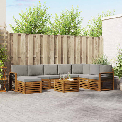 Set divani con cuscino 9 pcs Grigio Naturale e Chiaro