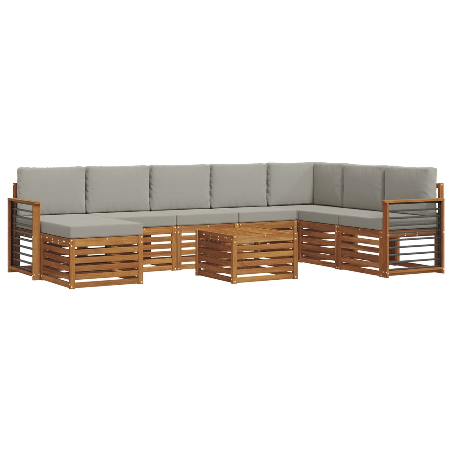 Set divani con cuscino 9 pcs Grigio Naturale e Chiaro