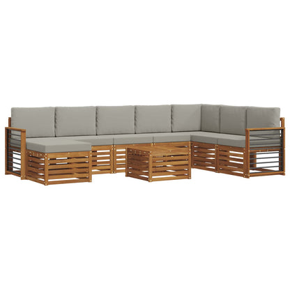 Set divani con cuscino 9 pcs Grigio Naturale e Chiaro