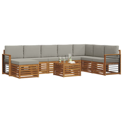 Set divani con cuscino 9 pcs Grigio Naturale e Chiaro