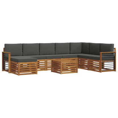 Set divani 9 pcs Naturale e Antracite Legno di Acacia Massello