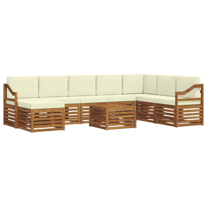 Set divani 9 pcs Naturale e Crema Legno di Acacia Massello