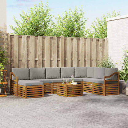 Set divani con cuscino 9 pcs Grigio Naturale e Chiaro