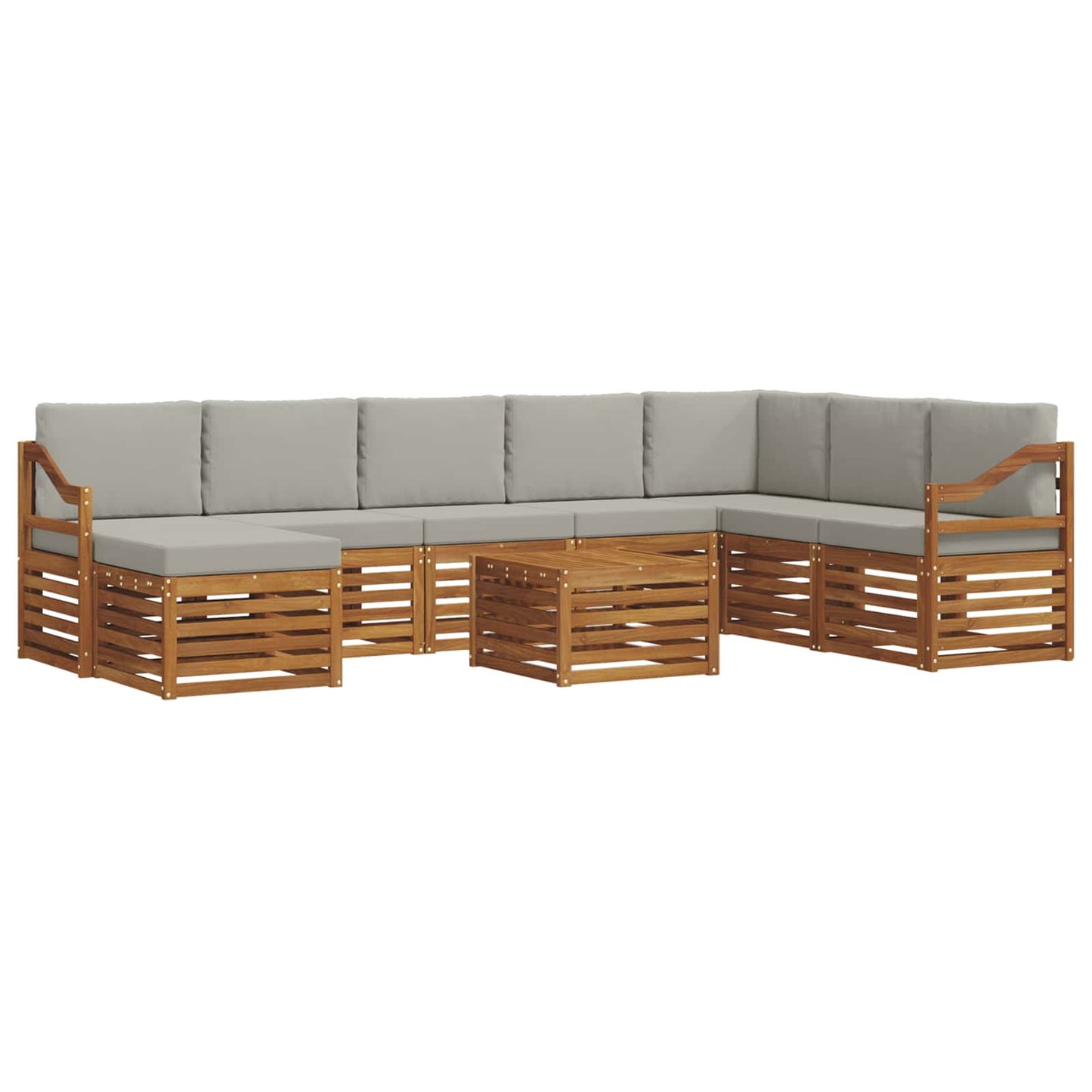Set divani con cuscino 9 pcs Grigio Naturale e Chiaro