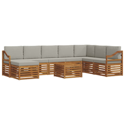 Set divani con cuscino 9 pcs Grigio Naturale e Chiaro