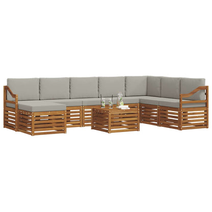Set divani con cuscino 9 pcs Grigio Naturale e Chiaro