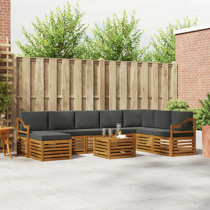 Set divani 9 pcs Naturale e Antracite Legno di Acacia Massello