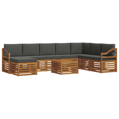 Set divani 9 pcs Naturale e Antracite Legno di Acacia Massello