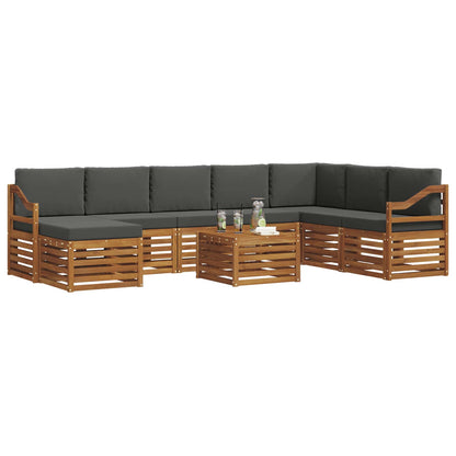Set divani 9 pcs Naturale e Antracite Legno di Acacia Massello