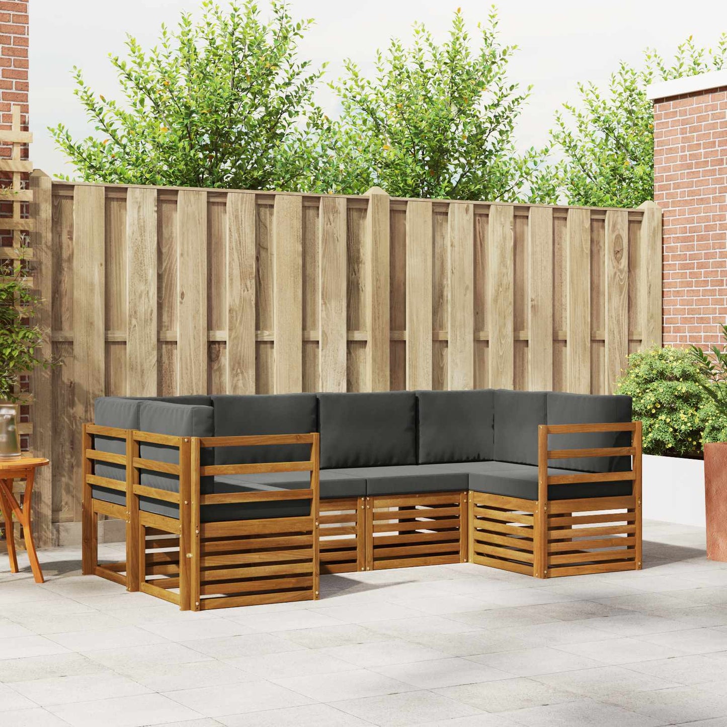 Set divani 20 pcs Naturale e Antracite Legno di Acacia Massello