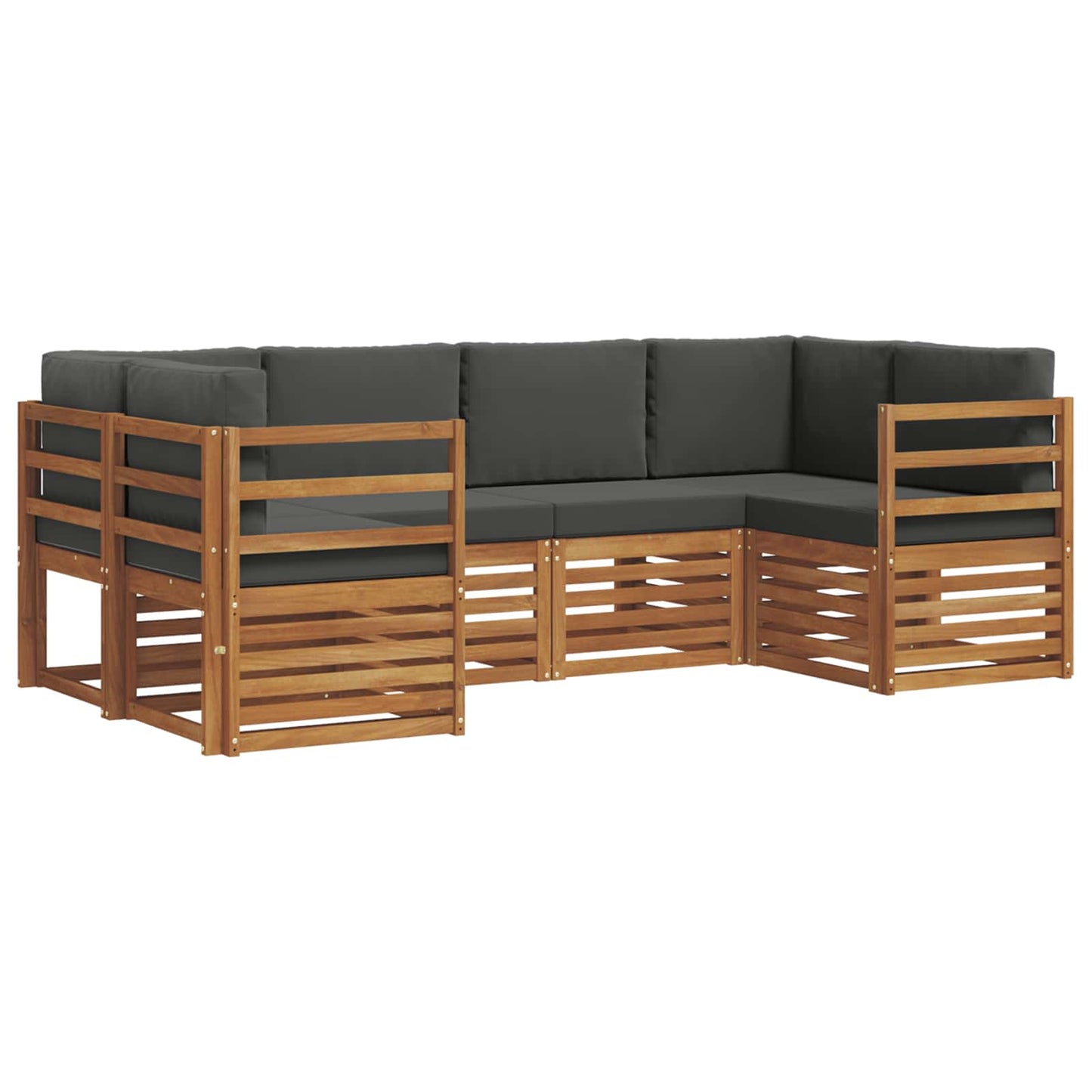 Set divani 20 pcs Naturale e Antracite Legno di Acacia Massello