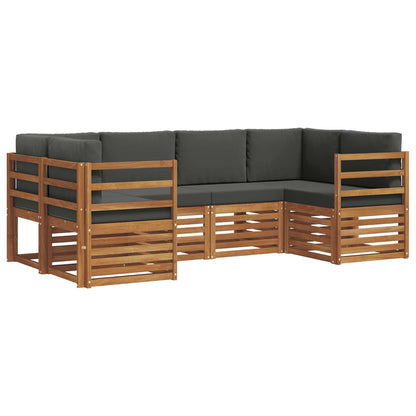 Set divani 20 pcs Naturale e Antracite Legno di Acacia Massello