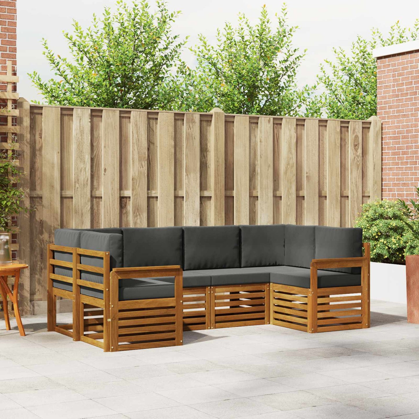 Set divani 20 pcs Naturale e Antracite Legno di Acacia Massello