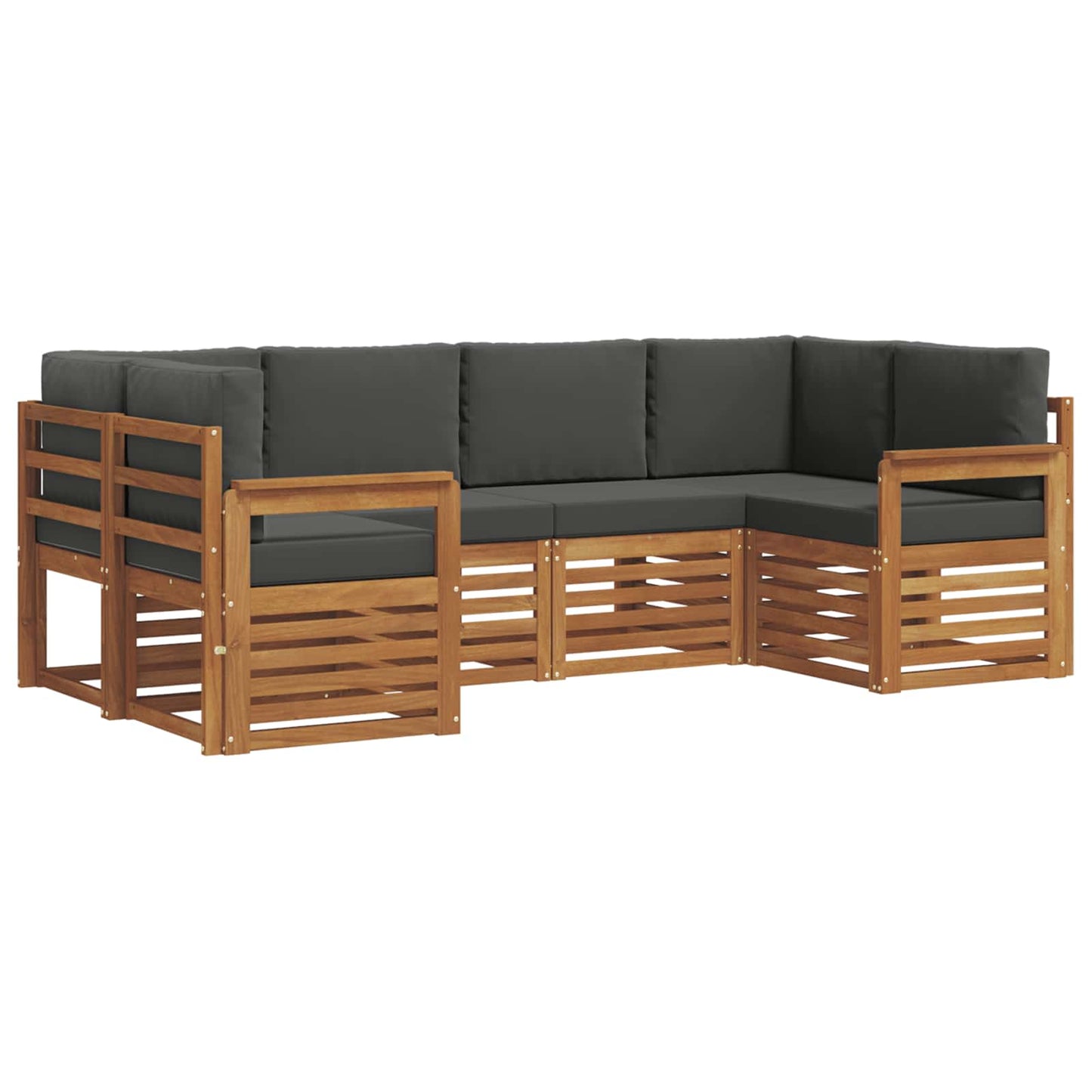 Set divani 20 pcs Naturale e Antracite Legno di Acacia Massello