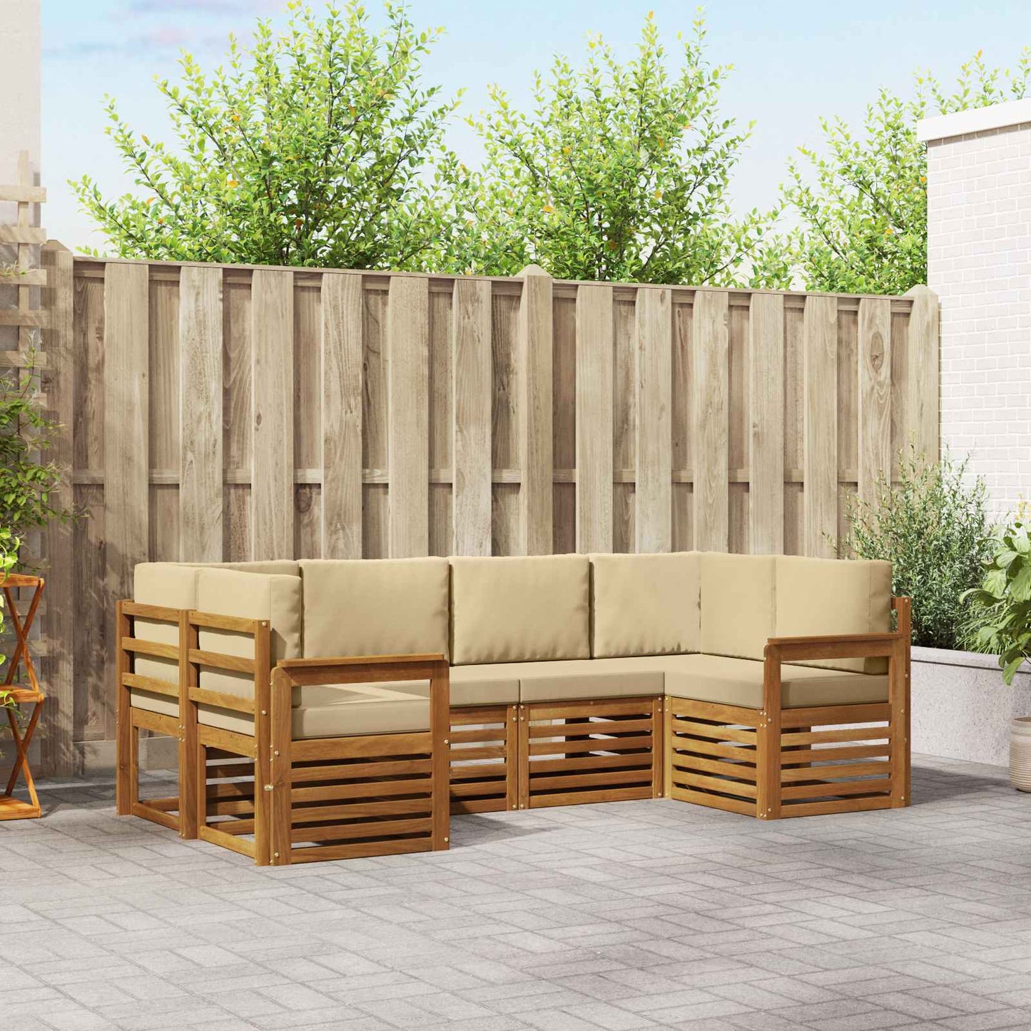 Set divani con cuscino 20 pcs Naturale Legno di Acacia Massello