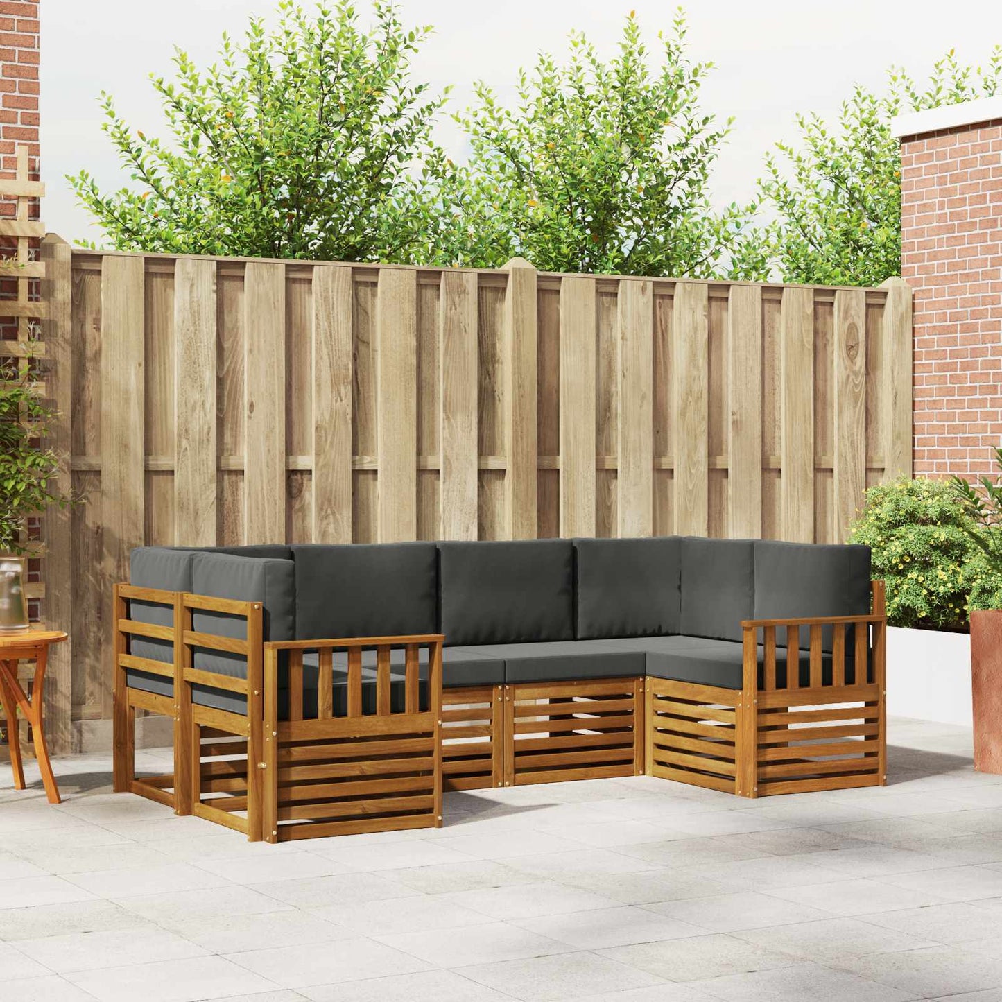 Set divani 20 pcs Naturale e Antracite Legno di Acacia Massello