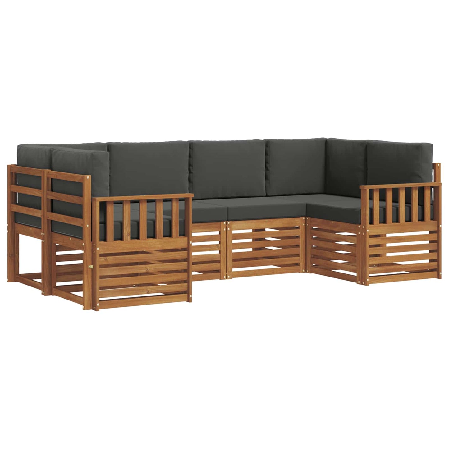 Set divani 20 pcs Naturale e Antracite Legno di Acacia Massello